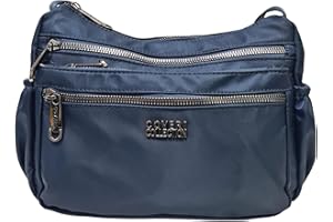 COVERI COLLECTION Borsa a Tracolla in Nylon, 3 Scomparti, Leggera, Tasche Multiple con Zip, Art. 5050-4 Dimensioni 26x20x10 cm