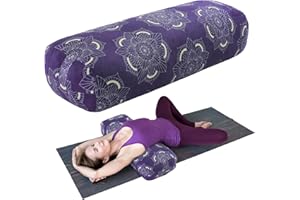 TOPROUD Yoga Bolster Pillow, Rectangular Yoga Pillow for Restorative Meditation, Bolster Meditation Cushion with Carry Handle, 70 * 27 * 15 CM