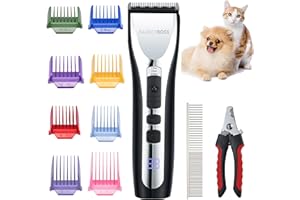 BarberBoss Cortapelos inalámbricos para mascotas: kit de aseo profesional para perros y gatos, recortador silencioso para pelo grueso y enredado, peluquero para mascotas