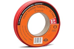 Wirefy Tubo Termorretráctil Diámetro Grande 25,4 mm - Tubo Termoretractil de Doble Pared 4:1 - Revestimiento Adhesivo - Tubo Térmico - Rojo - Rollo de 15 m