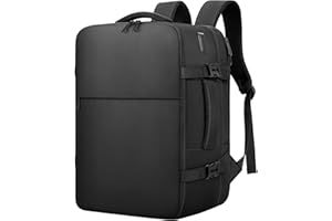 awoawo Sac à Dos Voyage Cabine Avion 45L Grand Bagage à Main Antivol Sac à Dos Ordinateur Portable 17.3 Pouces Imperméable Homme Femme Noir