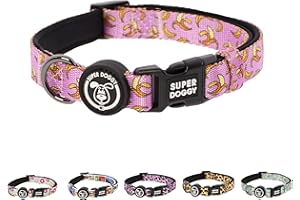 SUPER DOGGY Collar Perro Pequeño, Mediano y Grande - Collar Nylon Ajustable y Acolchado con Diseños de Moda - para Paseo, Entrenamiento y Correr - Ligero e Ideal para Cachorros