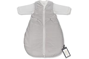 LALOONA BABY BEDDING LaLoona Sacco Nanna Neonato per Tutte le Stagioni 2 pezzi - Maniche lunghe e foderato (0,5-3,5 TOG), approvato OEKO-TEX® Standard 100 - Grigio a Pois Bianchi - 50-56