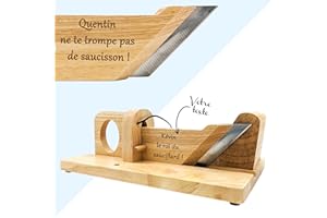 KDO MAGIC - Guillotine Saucisson personnalisé - Trancheuse gravée avec votre texte - Guillotine apéro Personnalisable - Cadeau fête des pères, Papa, Homme, Noël - Modèle texte