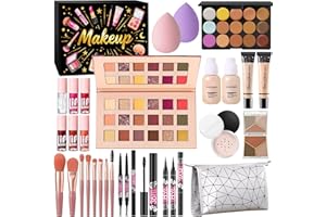VIUGEX Set Maquillaje Mujer, Set Regalo Maquillaje Adolescente, Kit de Maquillaje Profesional Completo con Paleta Sombras de Ojos Corrector Contorno Base Líquida Eyeliner Mascara Gloss Labios Pinceles