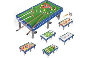 SK MISS Multi Games Table, 6 in 1 Air Hockey Table for Kids, Small Table Football, Pool Table, Basketball, Golf Ball, Bowling Ball, Family Interactive Toys for Boys 3 4 5 6 7+ Year Olds