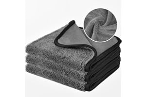 Feelyhee Lot de 3 Chiffon Microfibre Voiture, 30 * 40cm Serviette pour Auto Moto, Chiffon en Microfibres Lavettes Micro Fibre Absorbant, Chiffon Deséchage Rapide, Lavettes Micro Fibre Absorbant