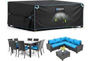 Duerer Garden Furniture Covers Waterproof 420D Outdoor Patio Furniture Covers 320 x 320 x 81cm, for Furniture Set, Sofa, Table and Chair Set Cover, Anti-UV Rain Snow Dust Wind-Proof with Air Vent