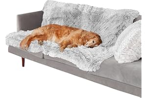 Furhaven Koc dla zwierząt domowych, dla psów i kotów, wodoodporny, uspokajający, pluszowy, długie futro i aksamitny koc dla psa, nadaje się do prania, kolor szary (Mst Gray), bardzo duży