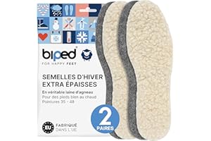 biped set de 2 paires semelles à base de laine d’agneau extra épaisse avec fond feutre z1004(38)