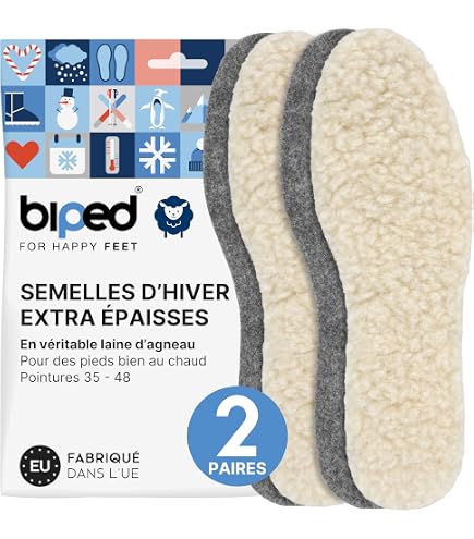 2 Paires De Semelles Chauffantes En Pure Laine D'Agneau Naturelle - Confort Doux Et Chaleur Naturelle Pour Chaussures (38-39)