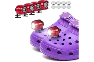 Vagocom 4Pcs Headlights for Croc Shoes, LED Torch Light Charms Accessories for Adults and Kids, 3 Modes Small Flashlight Headlamp Attachment for Hiking,Camping,Dog Walking(Red)