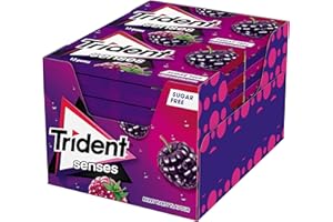 Trident Senses Berry- Chicles sin Azúcar con Sabor a Frutos Rojos - Paquete de 12 envases de 23 g