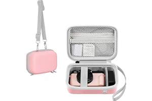 Leayjeen Funda Protectora para cámara Digital 4K, Apta para AUREAPIX/GUEVWES/ponoseu/TEFTYMON/HOOPWNE/G7X Mark III, con asa y Correa para el Hombro (Solo Funda) - Rosa