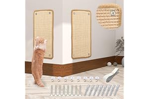 JanYoo 2 Pieces Scratcher Mat Sisal Cat Scratching Pad Scratch Mat for Cats, Cat Scratch Pad Rug with Adhesive Loop Tape 50 × 25 CM(Beige)