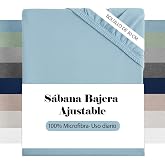Fitted Sheet for 105 Bed (105 x 190/200 cm), Soft Microfibre, Height 30 cm, Breathable and Elastic, Blue