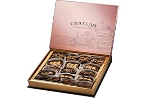 CHATEAU DE MEDITERRANEAN Filled Medjoul Dates with Nuts Pistachio Almond Cashew Hazelnut Walnut, Approximately 17 Medjool Pieces, 400g