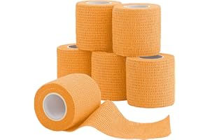 6 Pack Self Adhesive Bandage Wrap, SAREAL 5cm x 4.5m Athletic Wrap Self Adhesive,Vet Wrap,Tattoo Grip Tape,Sports Tape Bulk for First Aid Supplies and Wrist Sprains Protection