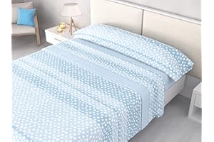 HM'S HOME'SECRET Juego de Sábanas Invierno Polar Pirineo 120 g/m² Perchado Doble Cara – Finas pero Cálidas – 3 Piezas con Bajera Ajustable Perimetral – Camas 90, 105, 135, 150 y 180cm (Circe Azul, Cama 90cm)