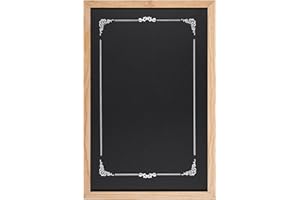 Bi-Office - Lavagna Nera per Gesso Decorative, 600 x 400 mm, Cornice di Pino