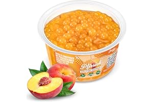 ‎THE INSPIRE FOOD COMPANY INSPIRE FOOD Bubble Tea Beads, Peach for Bubble Tea, Popping Boba Beads, Tapioca Fruit Beads and Boba Beads, 100% Vegan and Gluten-Free, No Artificial Colours, 450 g