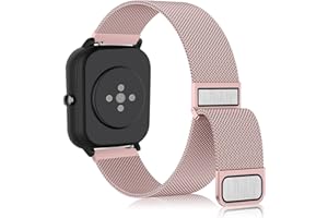 Yisica Correa Metal con Amazfit Bip U Pro/Bip 3 Pro/Bip U/Bip 3/Bip Mujere Hombre, 20mm Correa de Repuesto Ajustable para Amazfit Bip/Bip Lite/Bip S/Bip S Lite