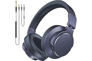 syndesmos Studio Kopfhörer Bluetooth, Over Ear Kopfhörer mit Kabel 6.35 & 3.5mm Klinke, 50mm Treiber, HiFi Kopfhörer mit Mikrofon, Geschlossen DJ Headphones für Studio, Podcast, Monitor, Handy, Blau