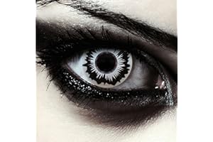 ‎DESIGNLENSES DESIGNLENSES, Farbige weiß schwarze Halloween Kostüm Kontaktlinsen, 1 Paar (2 Stück),weiche Zombie Farblinsen ohne Stärke, "Valkyrie"