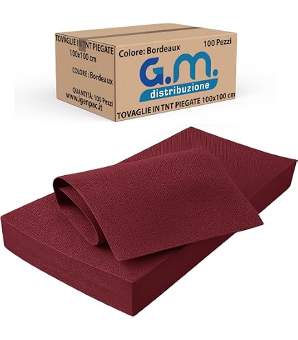 G.M. DISTRIBUZIONE 50 Pezzi - Tovaglie in TNT 100x100 cm Colore ROSSO, Tovaglie Coprimacchia in TNT Tessuto non Tessuto Ideali per la ristorazione vari colori