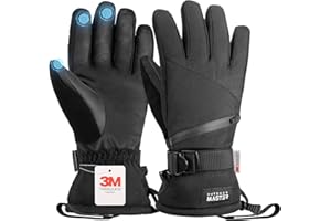 OutdoorMaster Ski Snow Gloves for Women & Men, 3M Thinsulate Winter Warm Snowboard Gloves Screen Touch, Thermal Waterproof with Double-Pocket for Skiing, Snowboarding, Winter Sports, Cold Weather