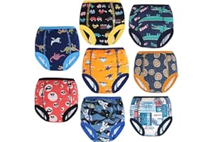 MOEMOE BABY Culotte Apprentissage Propreté Garcon,Culotte d Apprentissage Enfant,Slip Apprentissage Propreté,Culotte Propreté Enfant,Lot de 8,Bleu,4 Ans