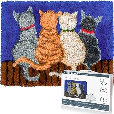 Kit Tappeto A Punto Smyrne Con Motivo Animali - Fai Da Te 55x40 Cm, Dipinto A Mano, Per Principianti