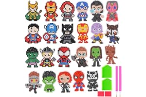 GEENBER 5D Diamond Pianting Kits for Kids DIY Diamond Kits Drawing Tools Crystal Mosaic Sticker by Numbers Kits Arts and Crafts Set for Children 25Pcs