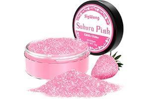 SIGWONG Pink Edible Glitter for Drinks - 15g Lustre Dust Edible Sprinkles for Desserts Cake Decorations, Food Colouring Powder Paint for Chocolate, Strawberries, Drinks, Cupcakes, Fondant, Cocktails-Pink