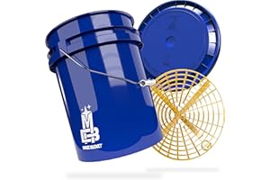 MAGIC BUCKET | Kit de lavage à la main pour voiture | Seau de lavage avec couvercle assorti 5 GALLONEN US env. 20 litres | Avec seau Grit Guard Filtre à saleté | Kit de lavage bleu/jaune