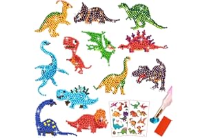 BOYATONG 12 pcs Diamant Painting Enfant Dinosaure Garcon, DIY Peinture Diamant Enfant 5D Diamond Painting Autocollants, Petit Cadeau Jeux pour Enfants