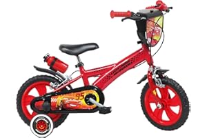 A.T.L.A.S. Vélo 12'' Cars/MC Queen équipé de 2 Freins, Plaque Avant décorative, Garde boues, Carter et stabilisateurs Porte bidon arrière Garçon, Rouge