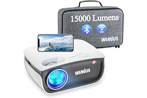 Proyector WiFi Bluetooth, WiMiUS 15000 Lúmenes Proyector WiFi Bluetooth Soporta 1080P Full HD, Mini Proyector Cine en Casa 80,000 Horas Proyector Portátil para iPhone/Android/TV Stick HDMI AV USB