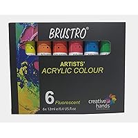 Brustro Artists Acrylic Colour Set of 6 Fluorescent Colours x 12ml Tubes