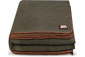Ever Ready First Aid Military Wool Blanket - 95% Wool, Washable, Perfect for Outdoors, Picnics, Travel, Car & Bushcraft Emergency Blanket, 96" x 108", 8.45 lbs. - Olive Drab - King Size