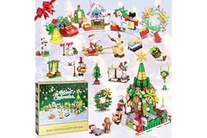 Calendario dell'Avvento 2024 blocchi di legno natalizi, MOMSIV calendario di Natale per bambini 24 giorni regalo, calendario dell'albero rovescia scatola cieca blocchi di legno decorazioni regalo