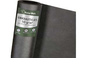 HaGa® Tessuto non tessuto da giardino, 2 m x 20 m, 50 g/m², per pacciamatura o aiuole vegetali, tessuto non tessuto permeabile all'acqua, protezione dalle erbacce in giardino