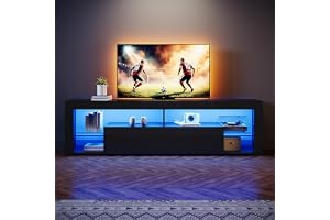 SONNI Lågbord med LED (16 färger) 180x35x50cm Glasbottnar Högblankt