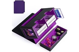 UAONO Caja de cartas para MTG, caja de almacenamiento de tarjetas doble con 2 pantallas de comandante y 1 bandeja de dados, se adapta a más de 200 tarjetas de doble manga, organizador para tarjetas