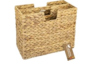 HMF Zeitungsständer, Zeitungskorb geflochten aus Wasserhyazinthe | 2 Fächer | 40 x 20 x 33 cm