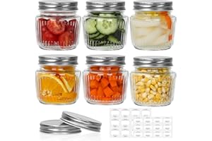 SHIZAK Glass Mason Jars with Lids - 8 oz Vintage Canning Jars, Pickling Jars for Jelly, Jam, Honey, Pickles, Spice, Essential Preserver for Home Storage and Gifting 6 Pack