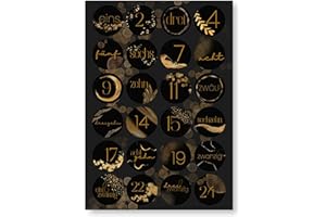 GENTLE NORTH Adventskalender Aufkleber (Zahlen 1-24) - Sticker für Kalender zum selber basteln für Weihnachten - Adventskalenderzahlen Etiketten selbstklebend - Zahlenaufkleber - Nummern für Papiertüten - Rund
