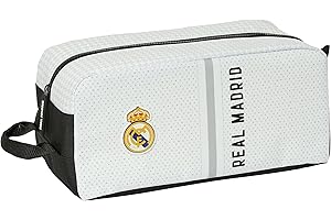 Safta Real Madrid 1ère équipe 24/25 - Sac à Chaussures Moyen, Multifonction, Sport, extrascolaire, Football, Confortable et Polyvalent, 34 x 18 x 15 cm, Blanc/Gris, Blanc/Gris, Estándar, Décontracté
