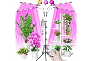 EWEIMA Pflanzenlampe LED, Pflanzenlicht Vollspektrum mit Ständer, 4 Kopf 80 LEDs Pflanzenleuchte mit Zeitschaltuhr, 3 Farbmodi und 10 Stufen Dimmbar, Wachstumslampe für Pflanzen, Zimmerpflanzen