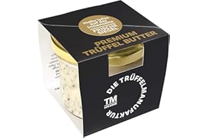 Die Trüffelmanufaktur - Feinkost Trüffelbutter Premium mit 25% echtem frischen schwarzem Trüffel, die Delikatesse für Feinschmecker, weiße Trueffel-Butter im Glas á 95 g - Made in Germany